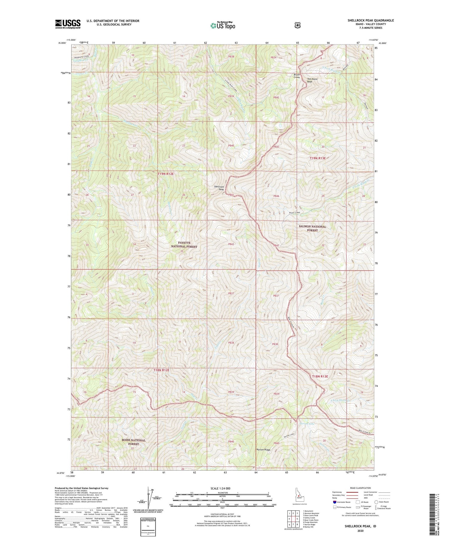 Shellrock Peak Idaho US Topo Map Image