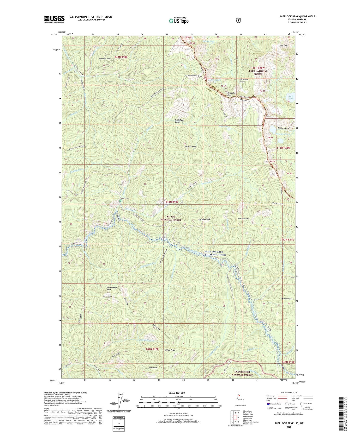 Sherlock Peak Idaho US Topo Map Image