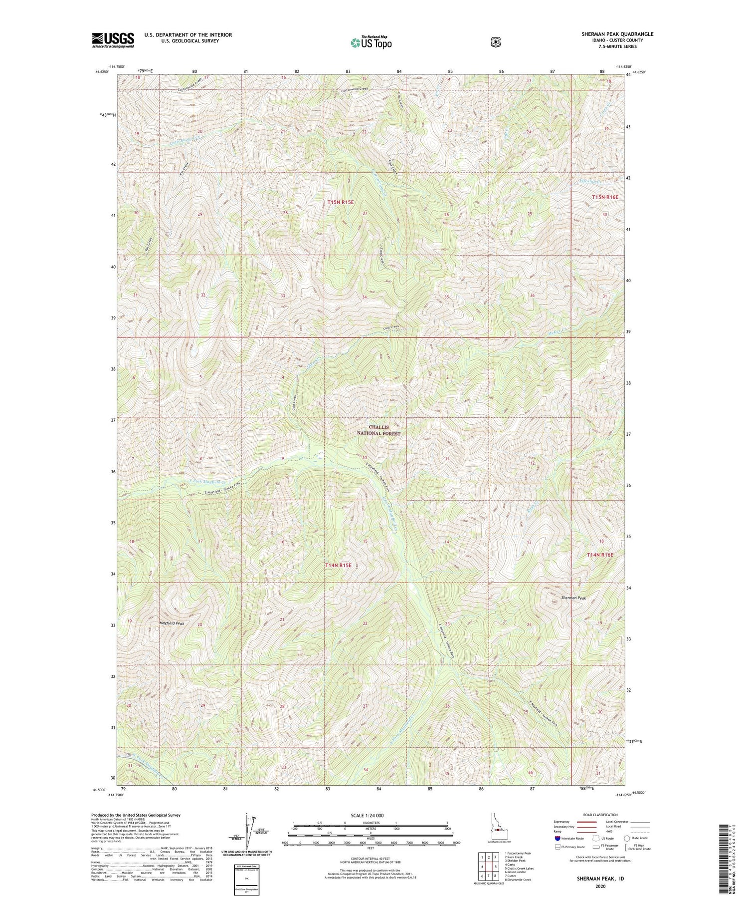 Sherman Peak Idaho US Topo Map Image