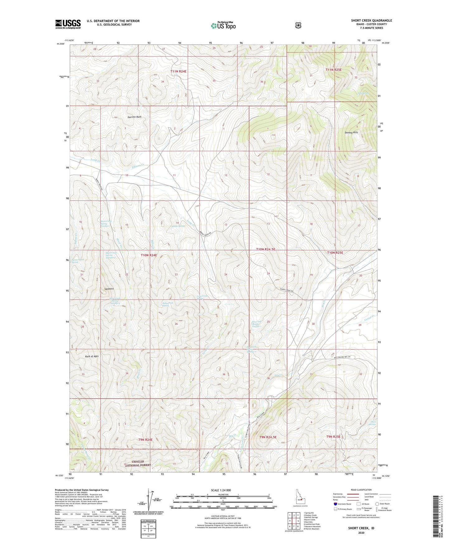 Short Creek Idaho US Topo Map Image
