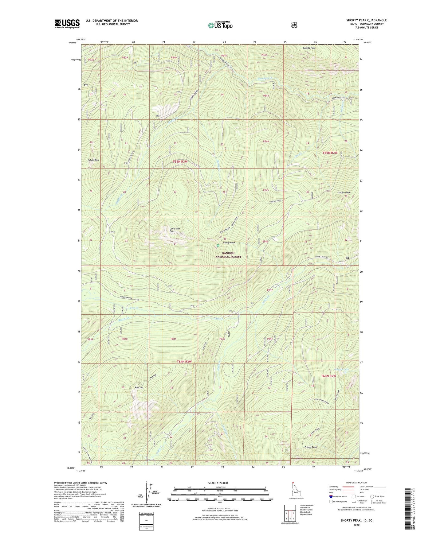 Shorty Peak Idaho US Topo Map Image