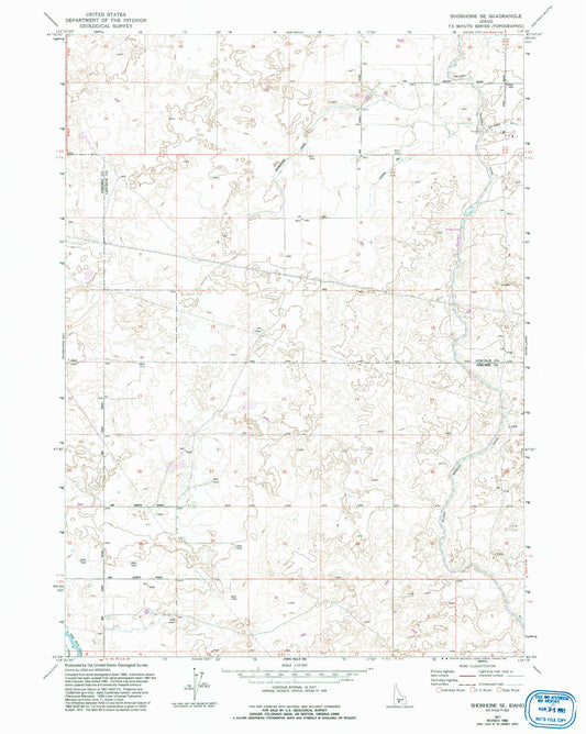Classic USGS Shoshone SE Idaho 7.5'x7.5' Topo Map Image