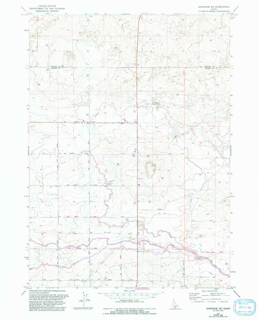 Classic USGS Shoshone SW Idaho 7.5'x7.5' Topo Map Image