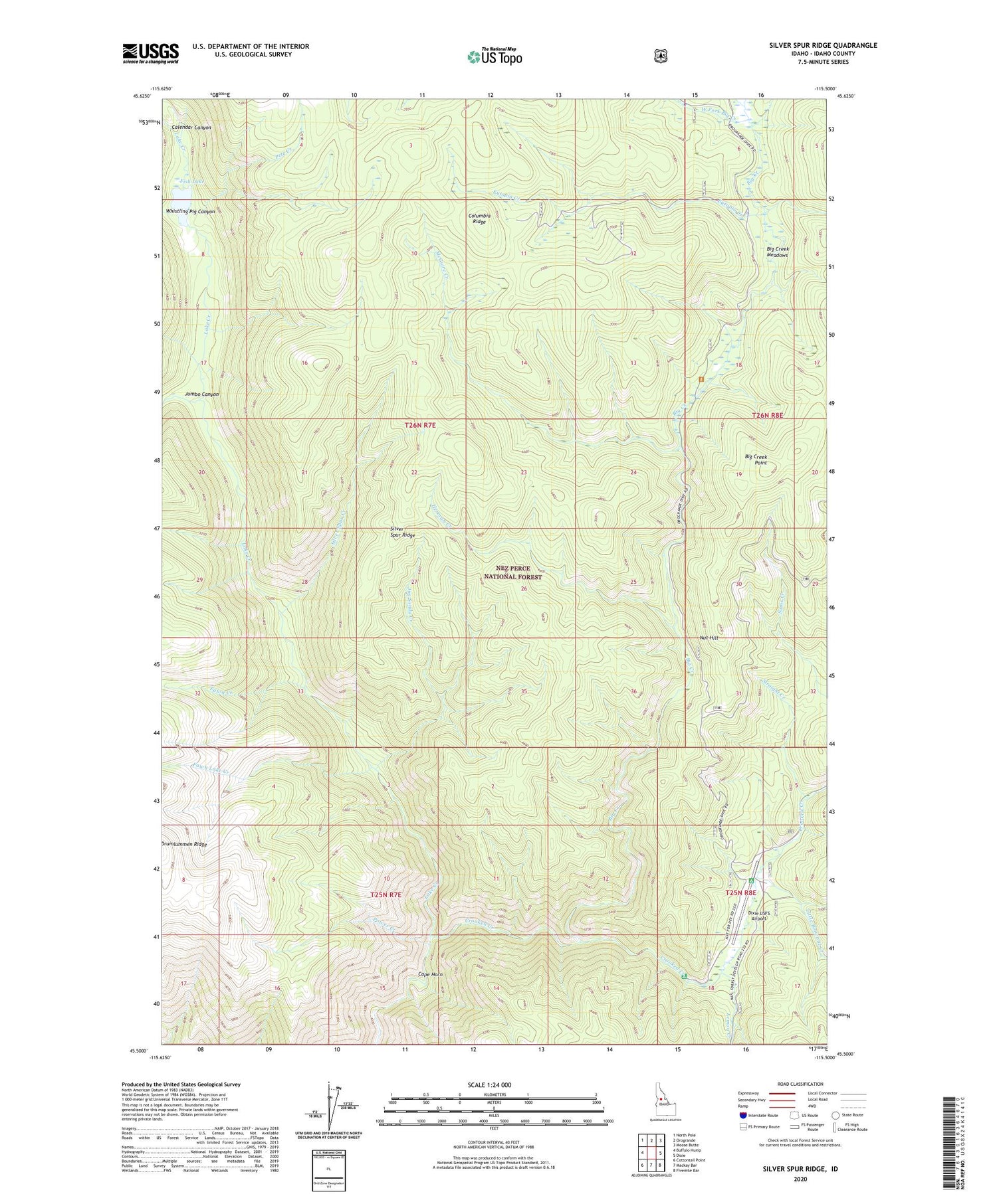 Silver Spur Ridge Idaho US Topo Map Image