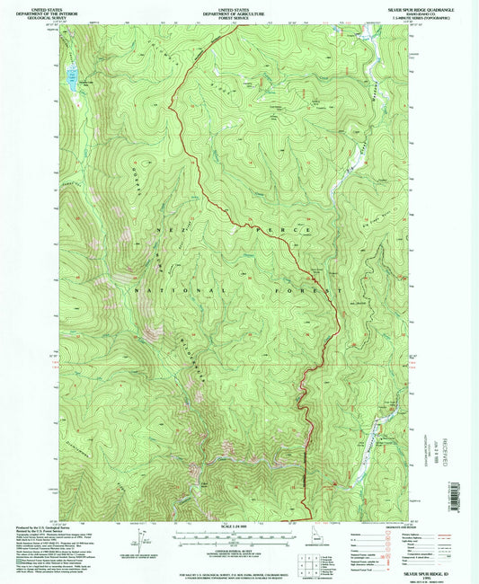 Classic USGS Silver Spur Ridge Idaho 7.5'x7.5' Topo Map Image