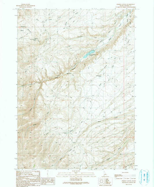 Classic USGS Sinker Canyon Idaho 7.5'x7.5' Topo Map Image