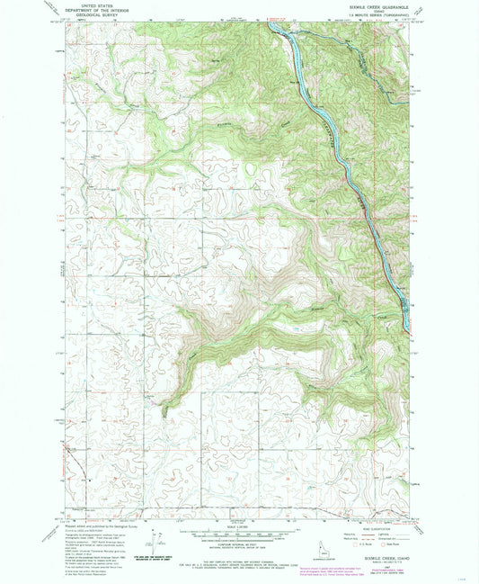 Classic USGS Sixmile Creek Idaho 7.5'x7.5' Topo Map Image