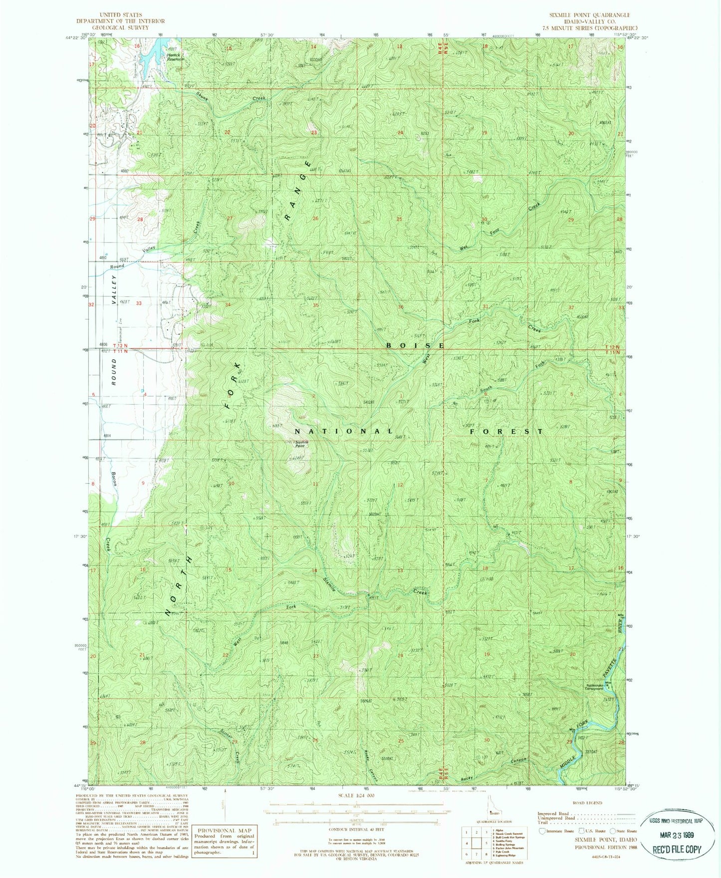 Classic USGS Sixmile Point Idaho 7.5'x7.5' Topo Map Image