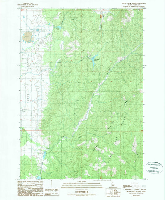 Classic USGS Skunk Creek Summit Idaho 7.5'x7.5' Topo Map Image