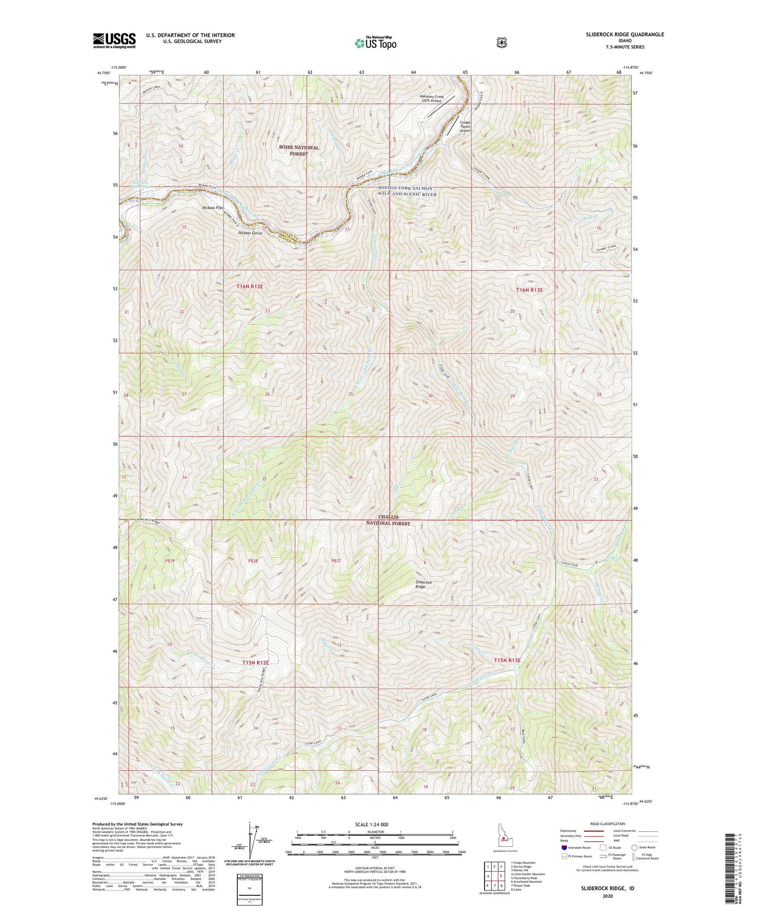 Sliderock Ridge Idaho US Topo Map Image