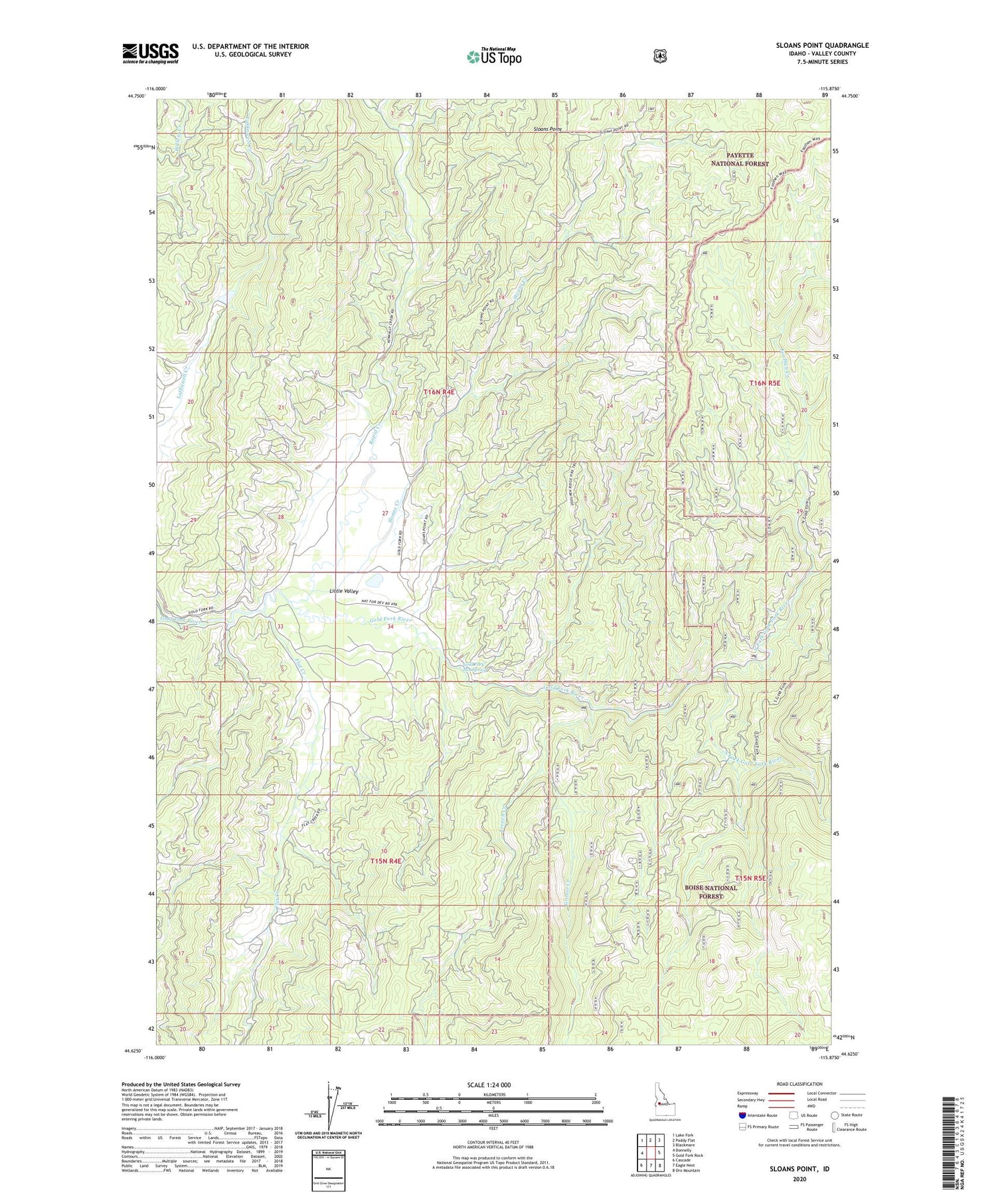 Sloans Point Idaho US Topo Map Image