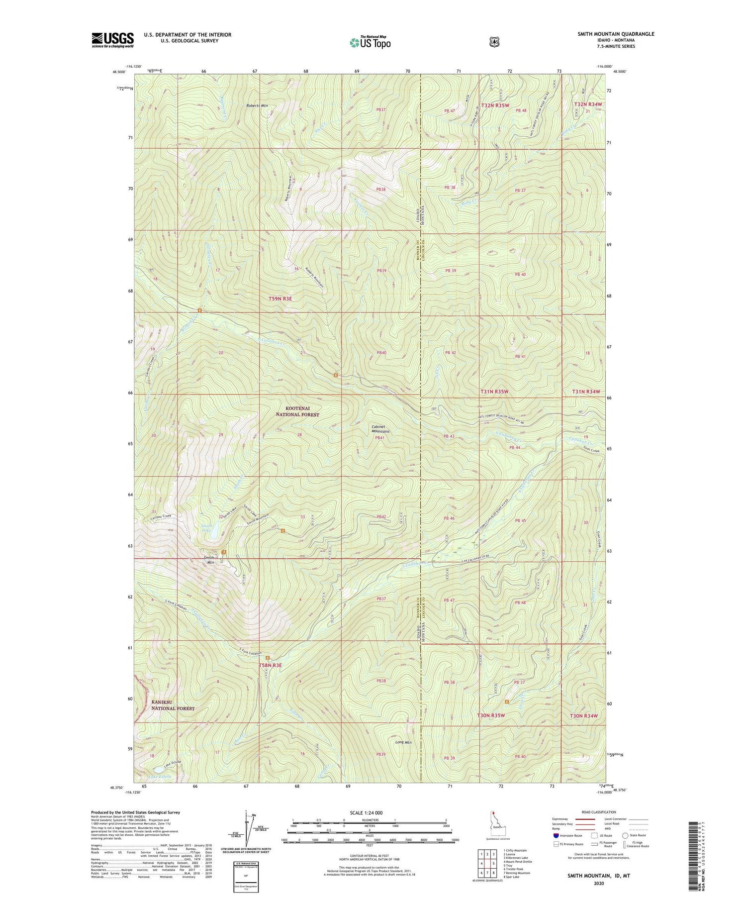 Smith Mountain Idaho US Topo Map Image