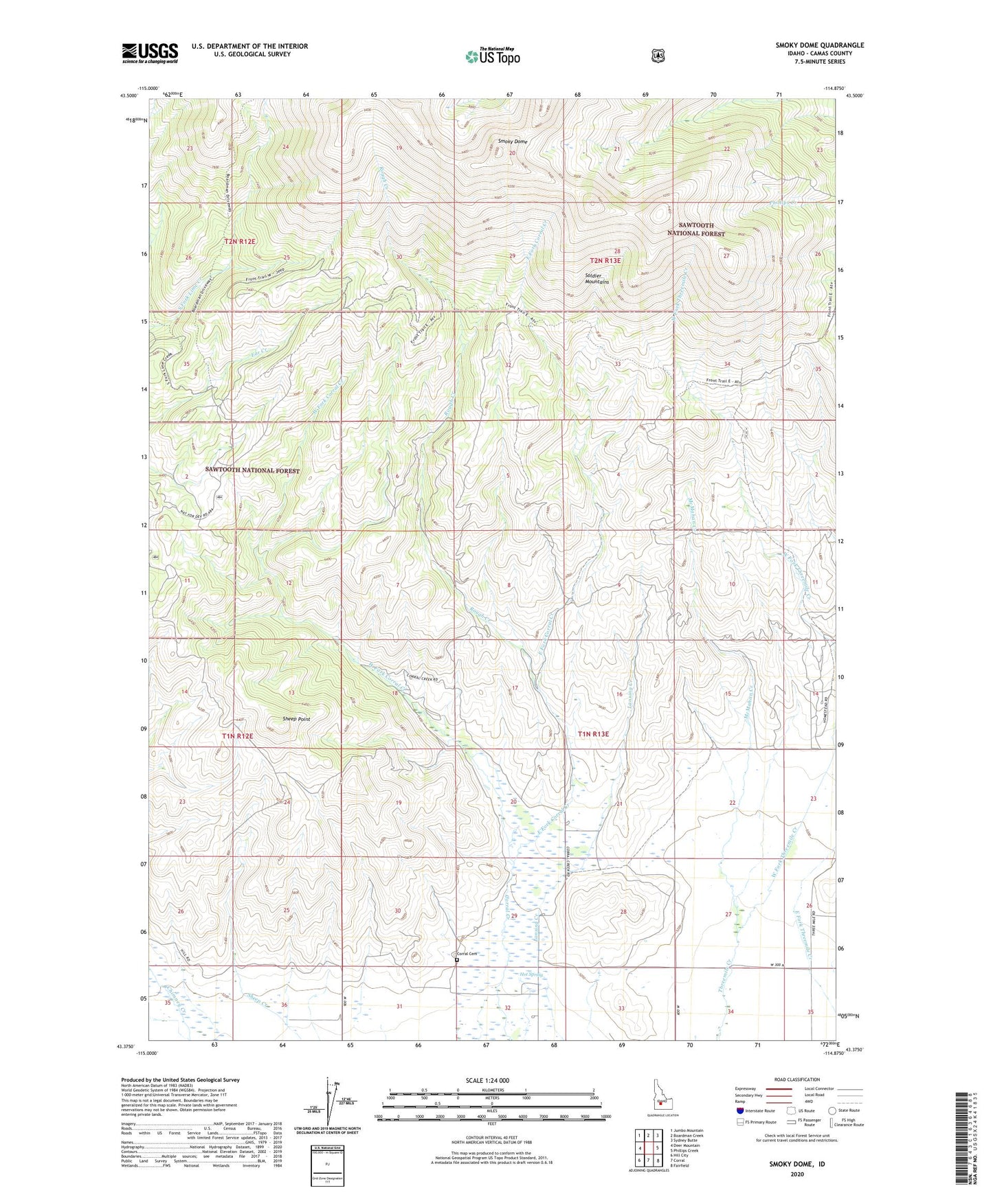 Smoky Dome Idaho US Topo Map Image