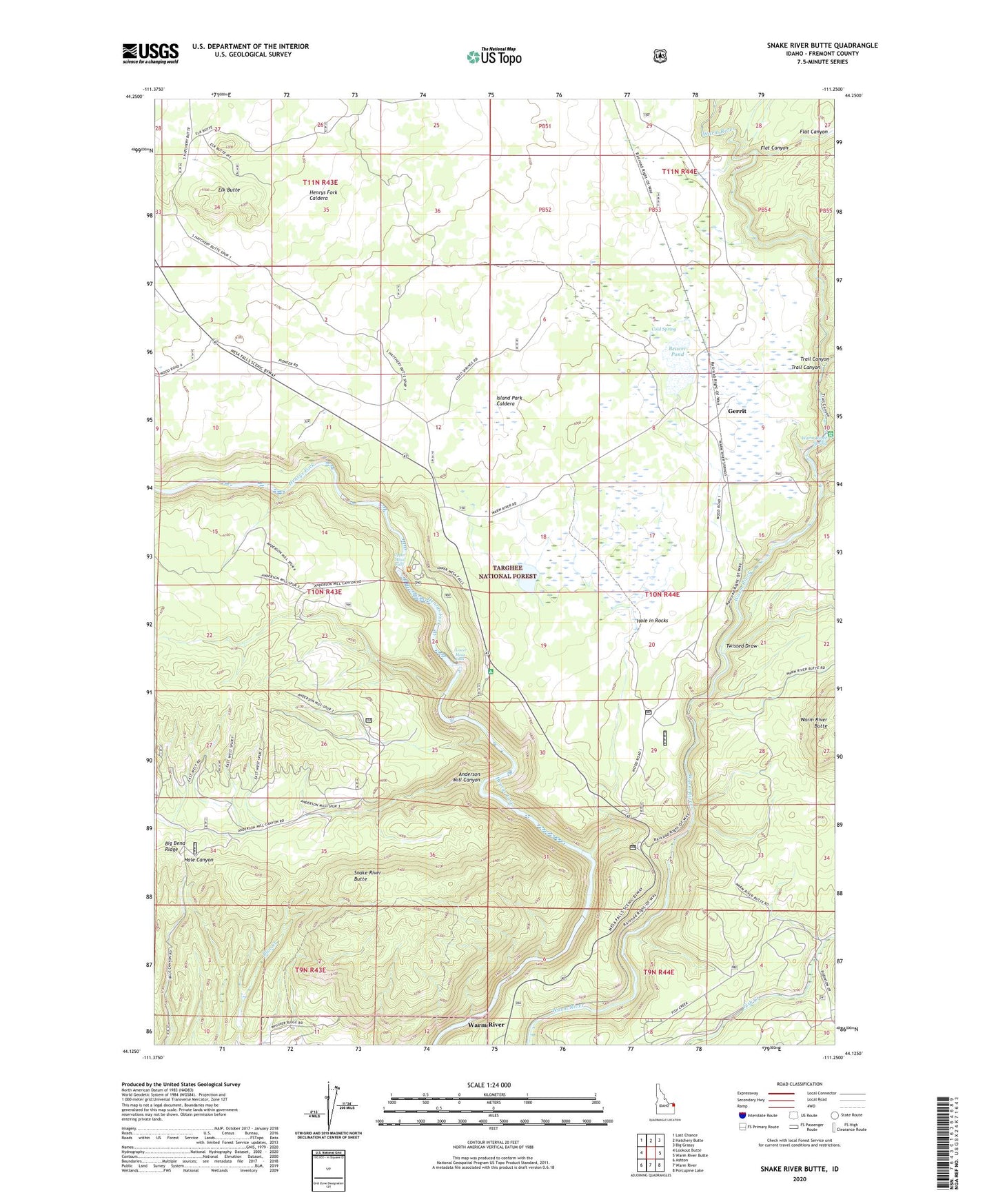 Snake River Butte Idaho US Topo Map Image