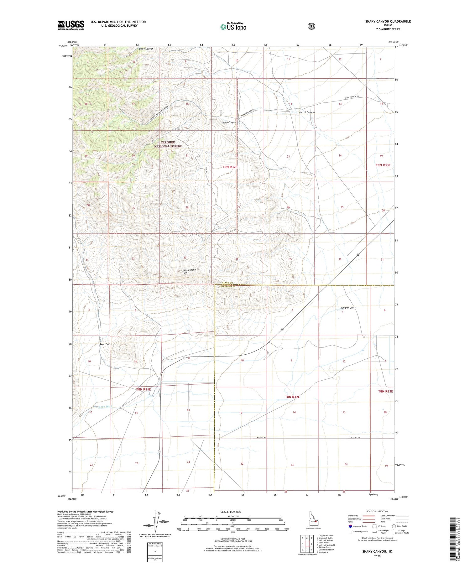 Snaky Canyon Idaho US Topo Map Image