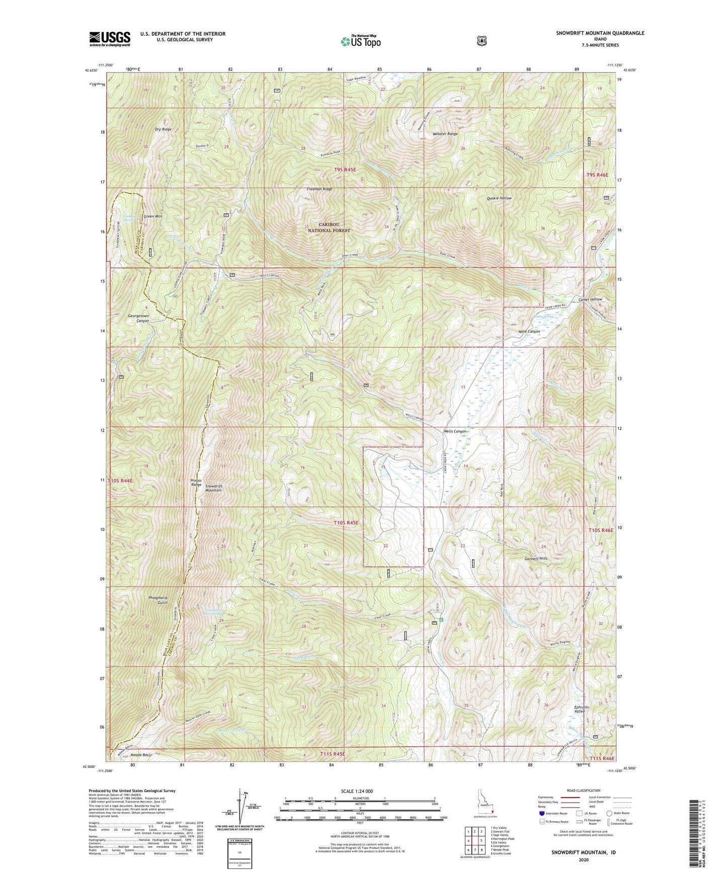 Snowdrift Mountain Idaho US Topo Map Image