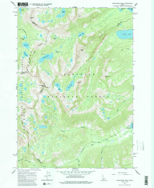 USGS Classic Snowyside Peak Idaho 7.5'x7.5' Topo Map Image
