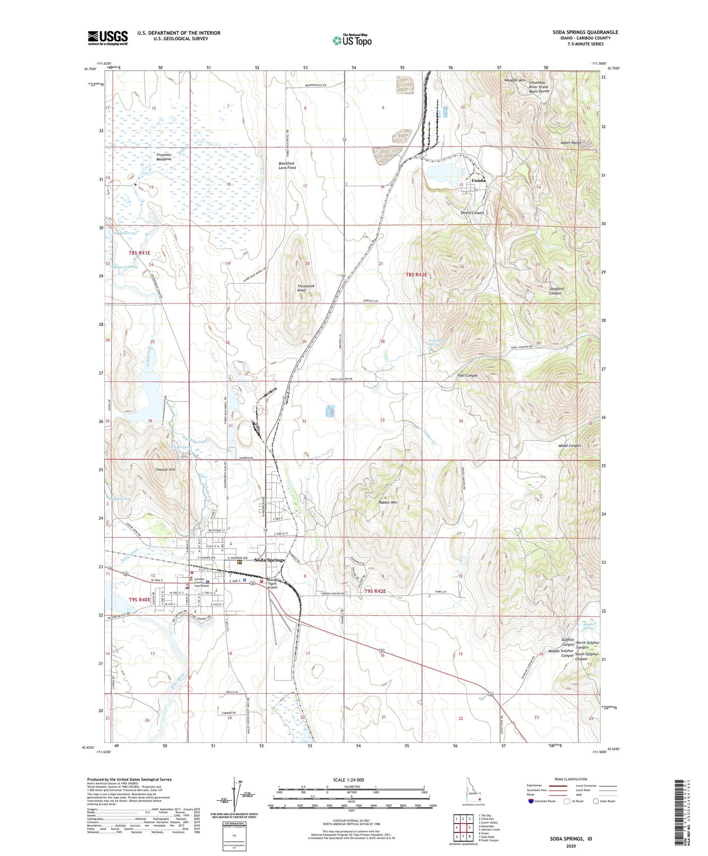 Soda Springs Idaho US Topo Map Image