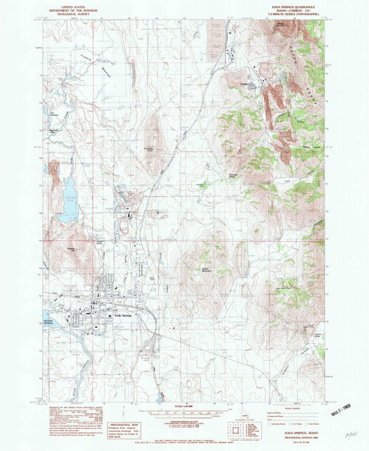 Classic USGS Soda Springs Idaho 7.5'x7.5' Topo Map Image