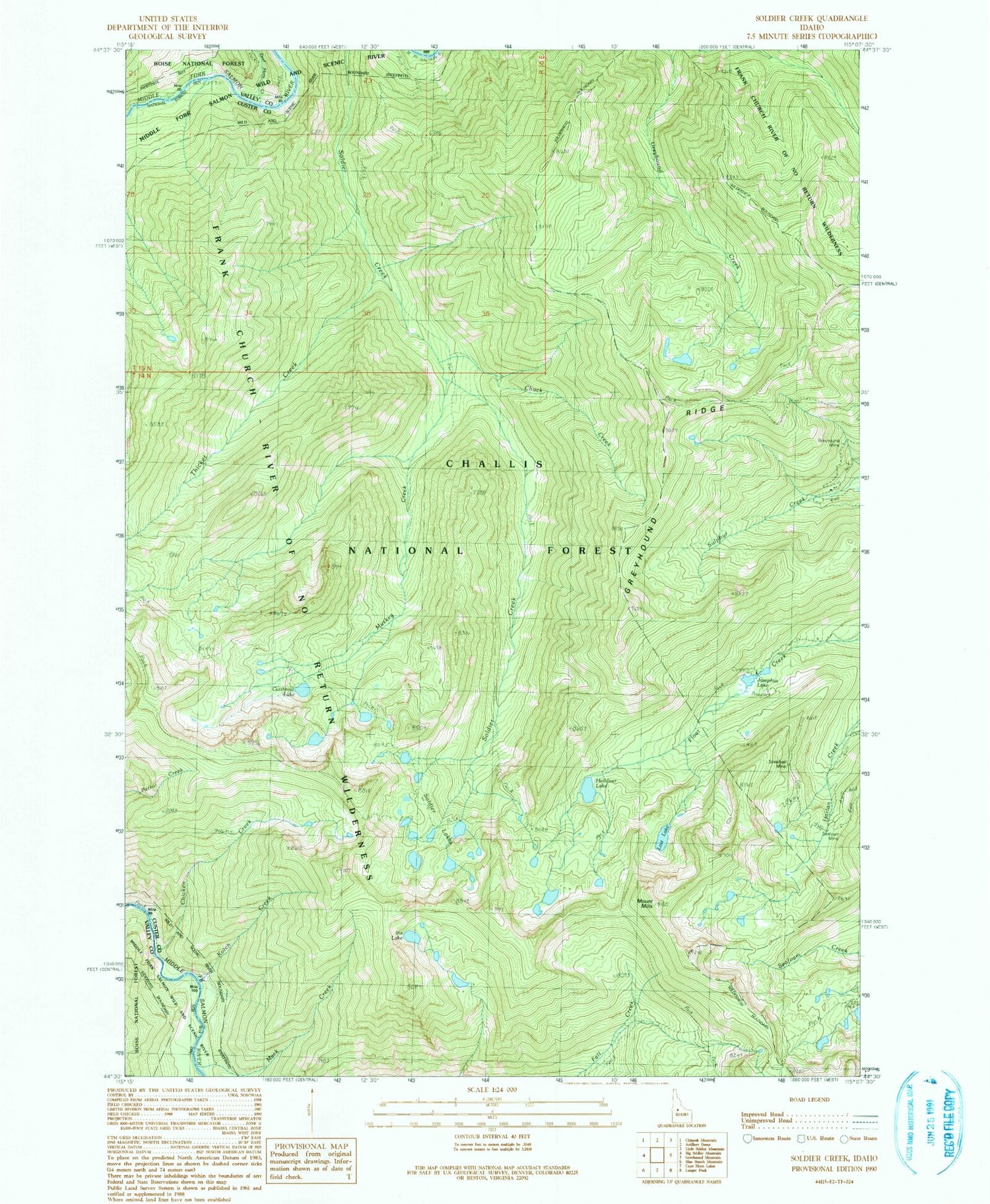 Classic USGS Soldier Creek Idaho 7.5'x7.5' Topo Map Image