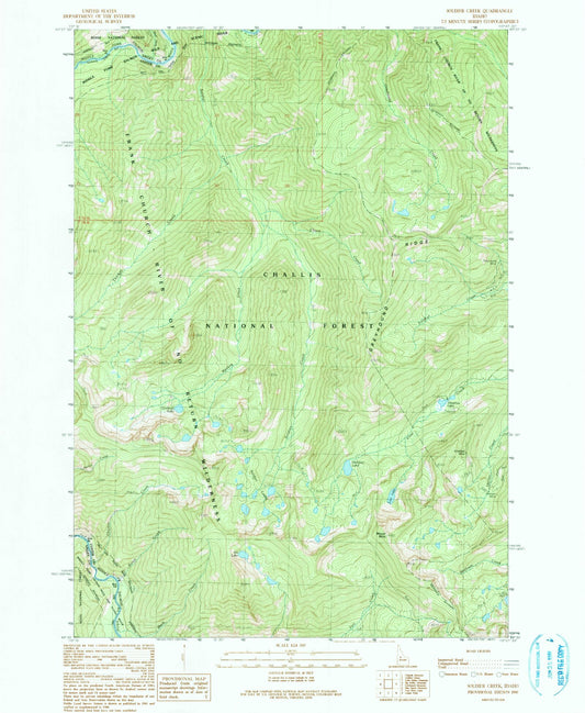 Classic USGS Soldier Creek Idaho 7.5'x7.5' Topo Map Image