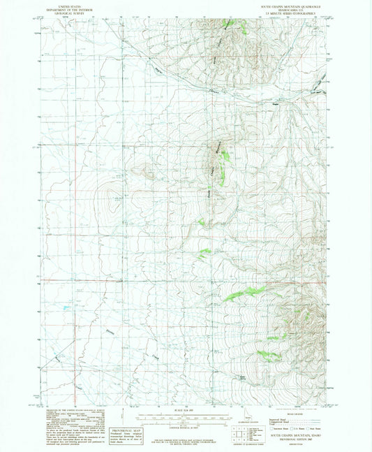 Classic USGS South Chapin Mountain Idaho 7.5'x7.5' Topo Map Image