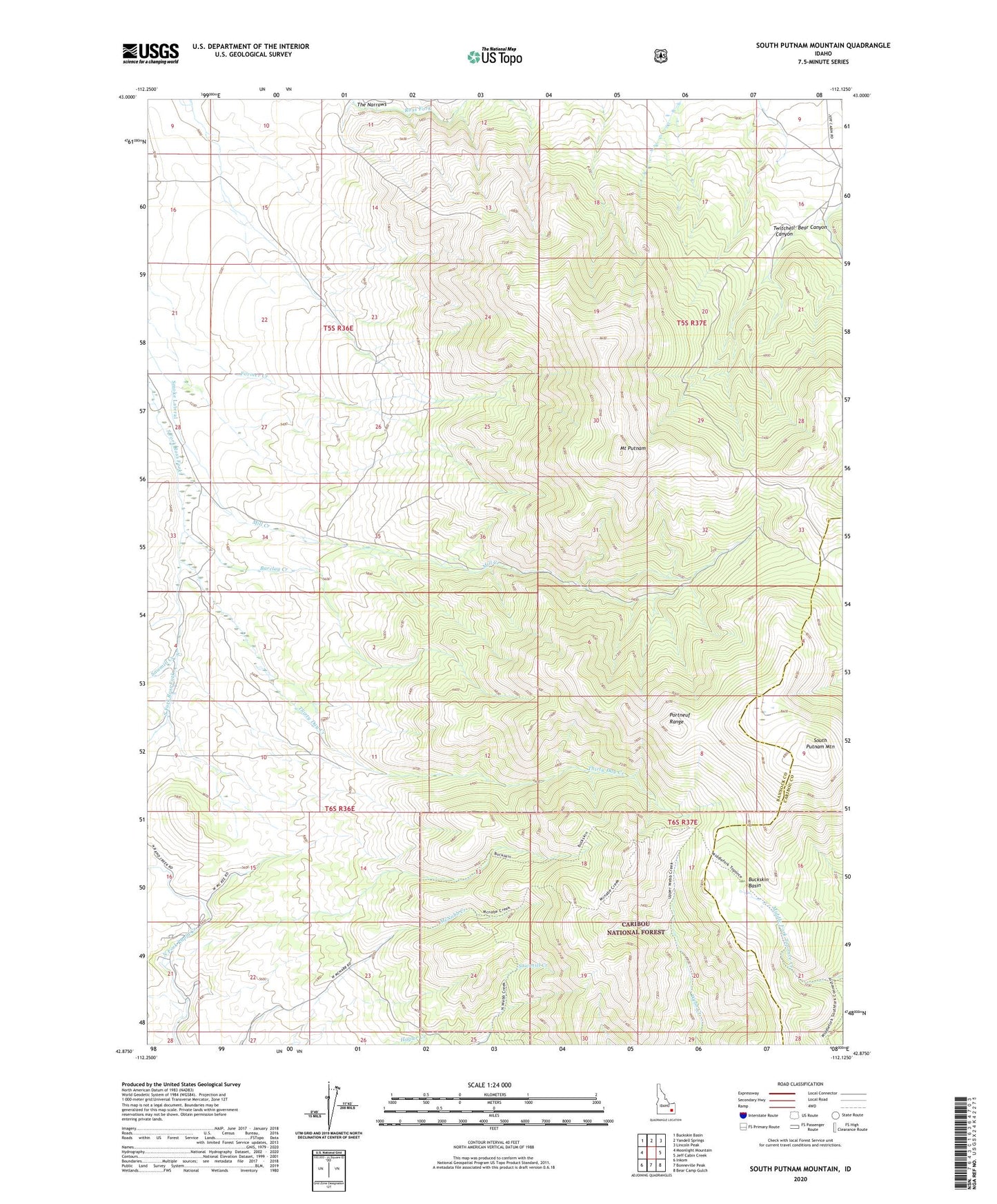 South Putnam Mountain Idaho US Topo Map Image