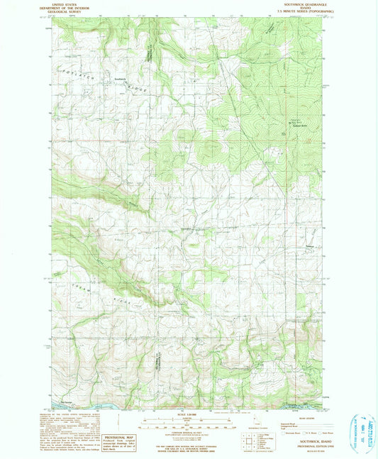 Classic USGS Southwick Idaho 7.5'x7.5' Topo Map Image