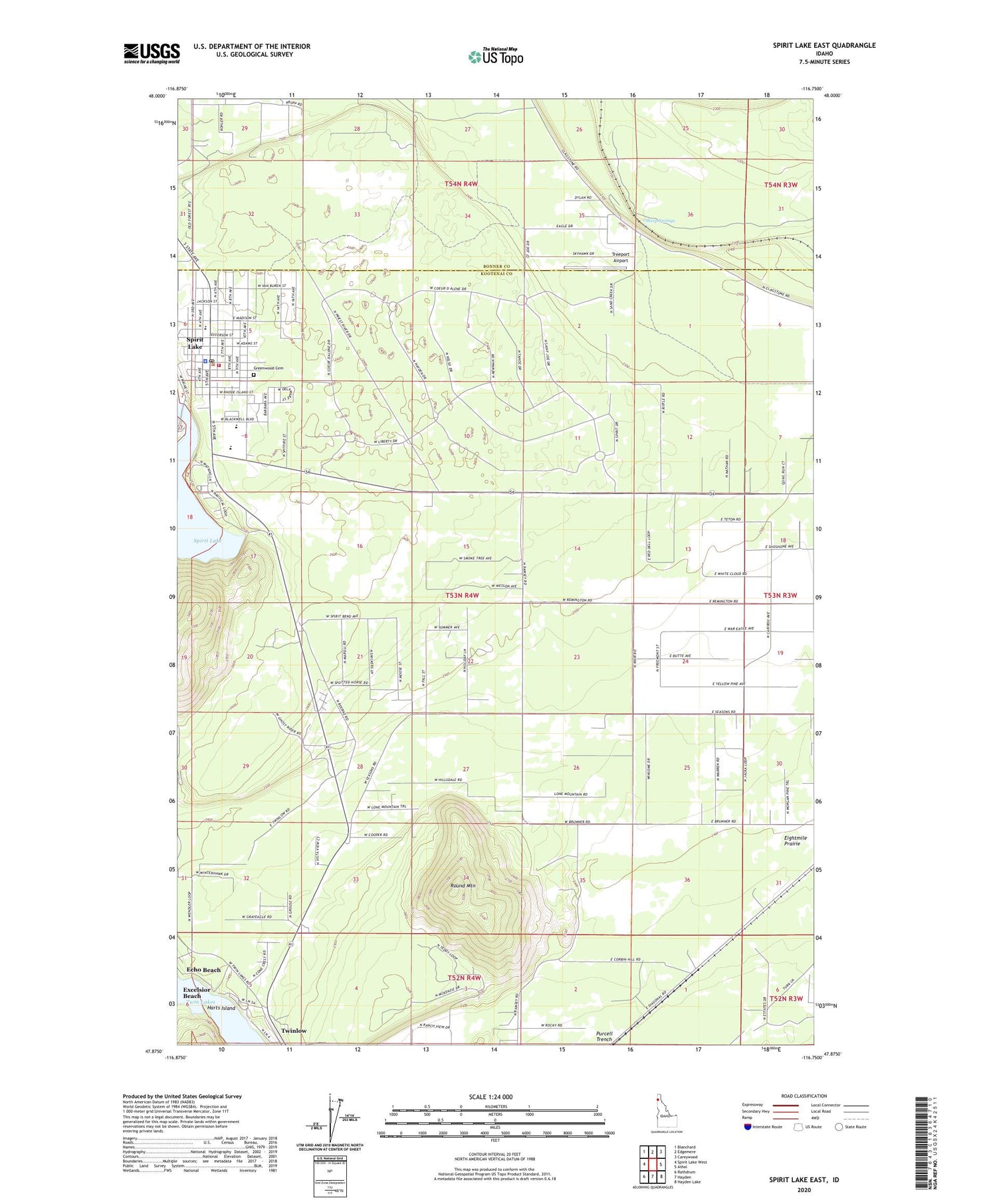 Spirit Lake East Idaho US Topo Map Image