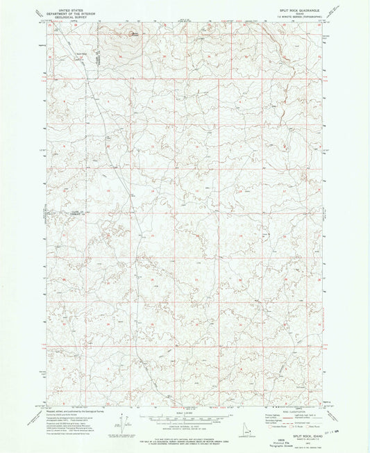 Classic USGS Split Rock Idaho 7.5'x7.5' Topo Map Image