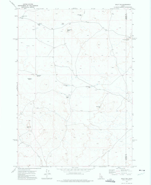Classic USGS Split Top Idaho 7.5'x7.5' Topo Map Image