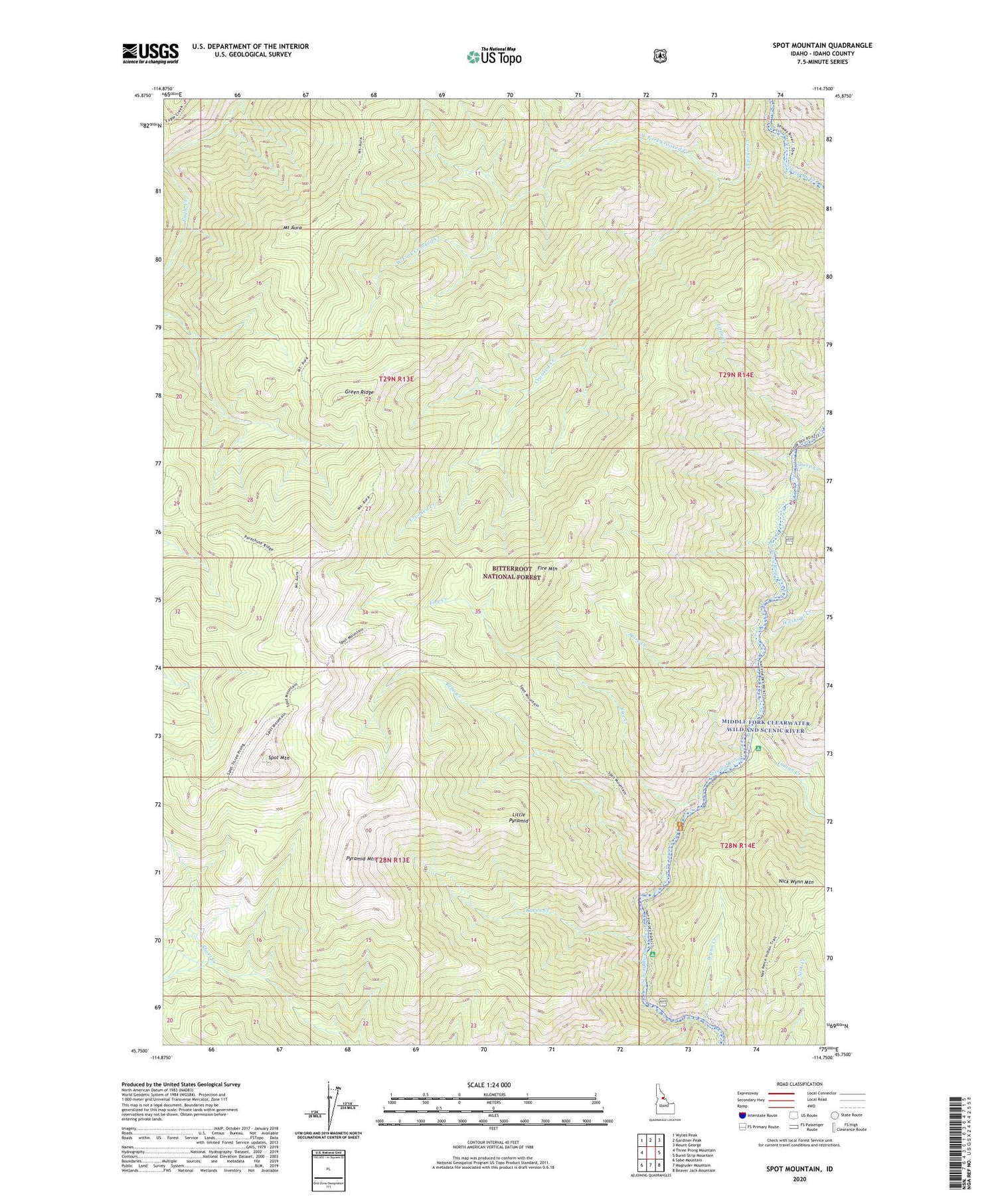 Spot Mountain Idaho US Topo Map Image