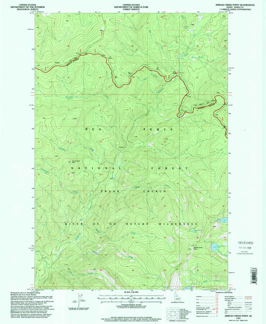 Classic USGS Spread Creek Point Idaho 7.5'x7.5' Topo Map Image