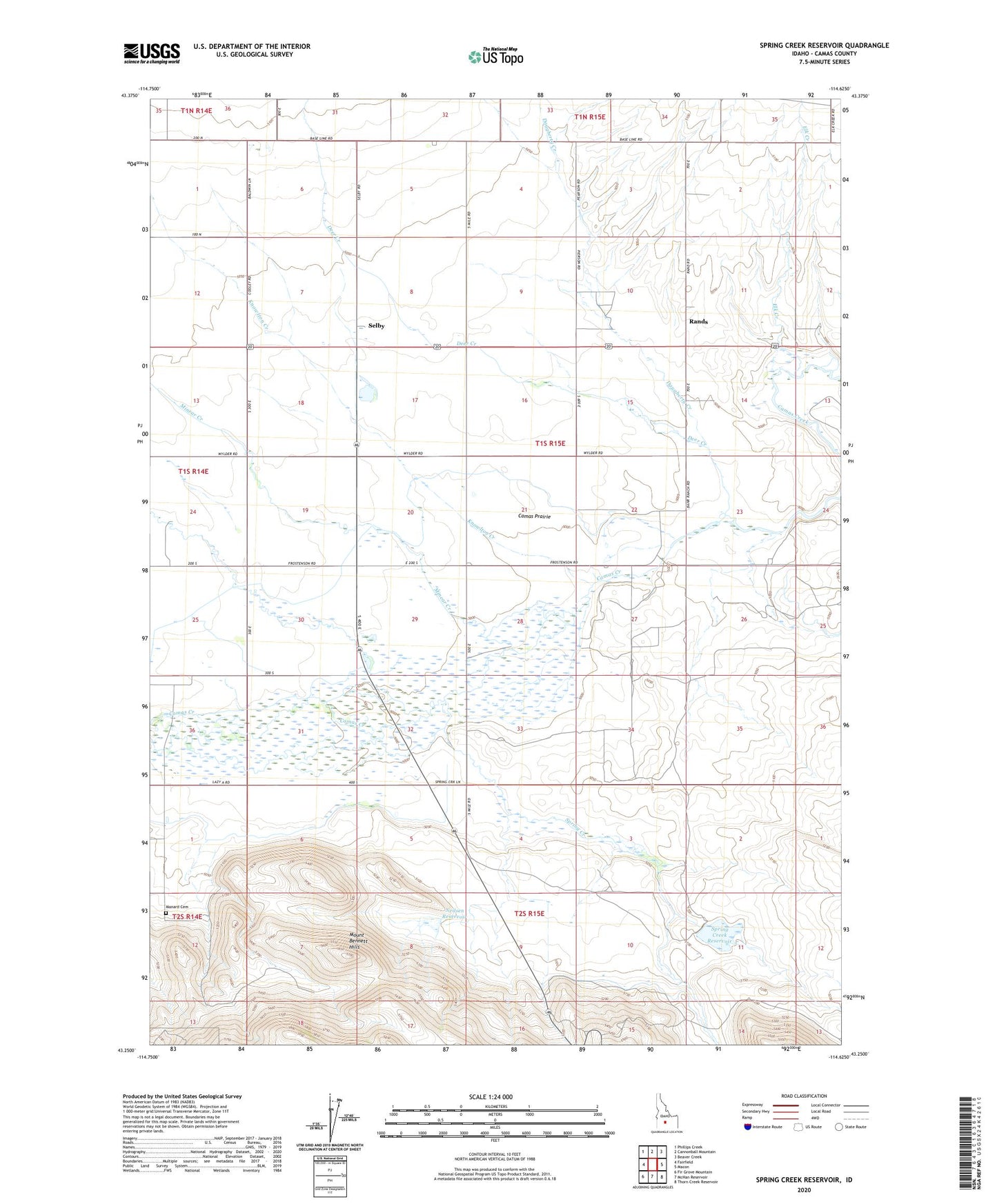 Spring Creek Reservoir Idaho US Topo Map Image