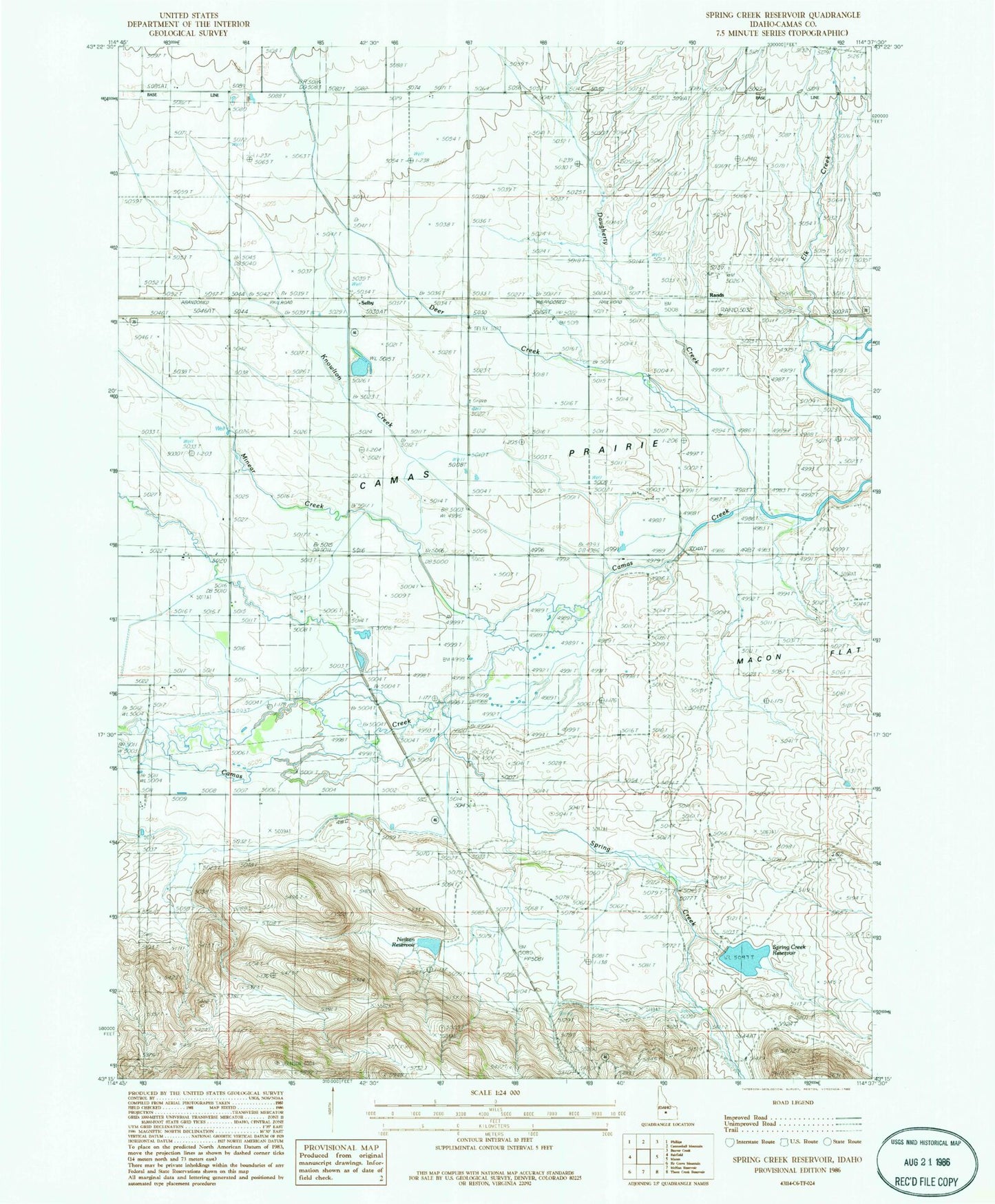 Classic USGS Spring Creek Reservoir Idaho 7.5'x7.5' Topo Map Image