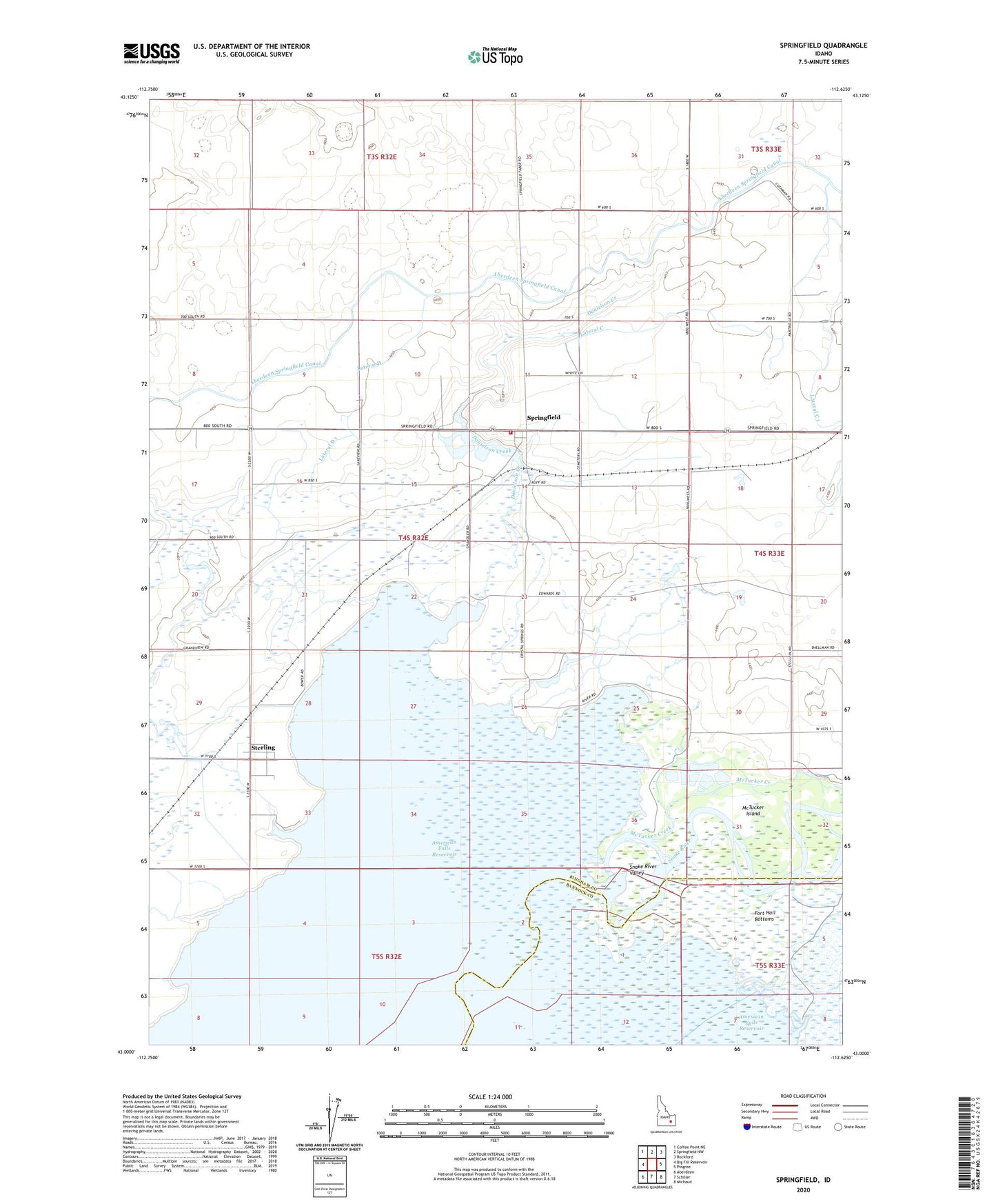 Springfield Idaho US Topo Map Image