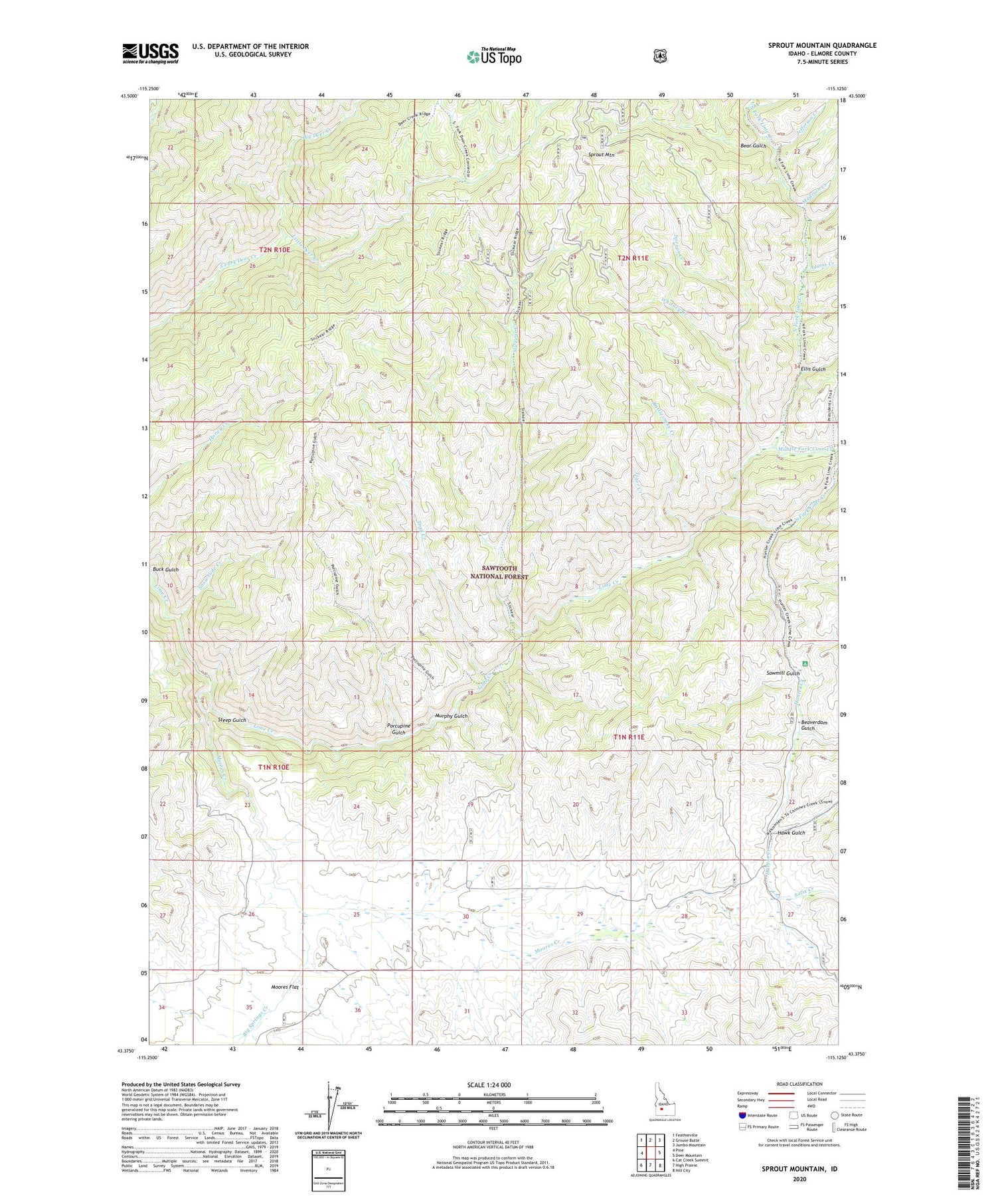 Sprout Mountain Idaho US Topo Map Image
