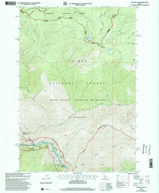 Classic USGS Square Top Idaho 7.5'x7.5' Topo Map Image