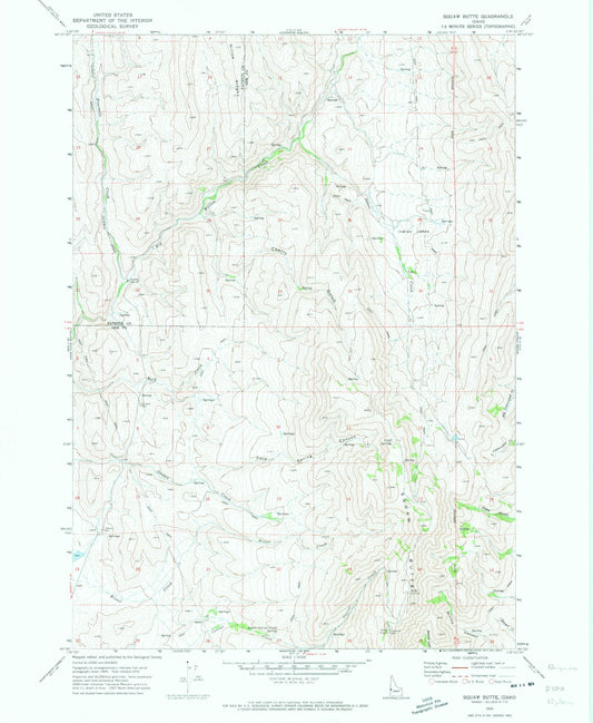 Classic USGS Squaw Butte Idaho 7.5'x7.5' Topo Map Image