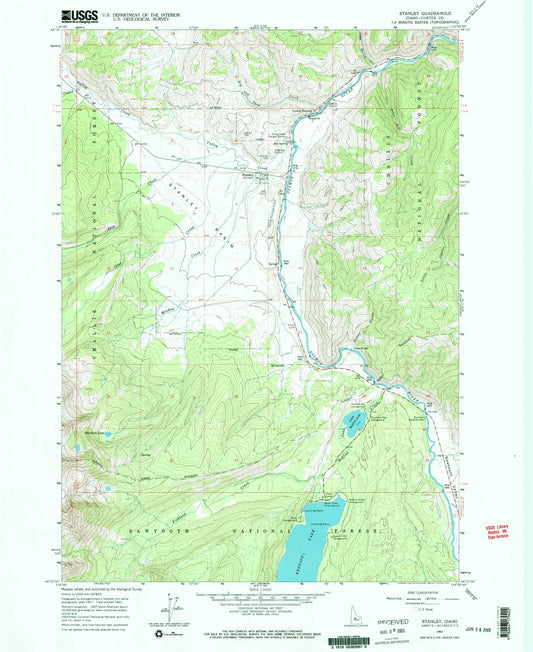 Classic USGS Stanley Idaho 7.5'x7.5' Topo Map Image