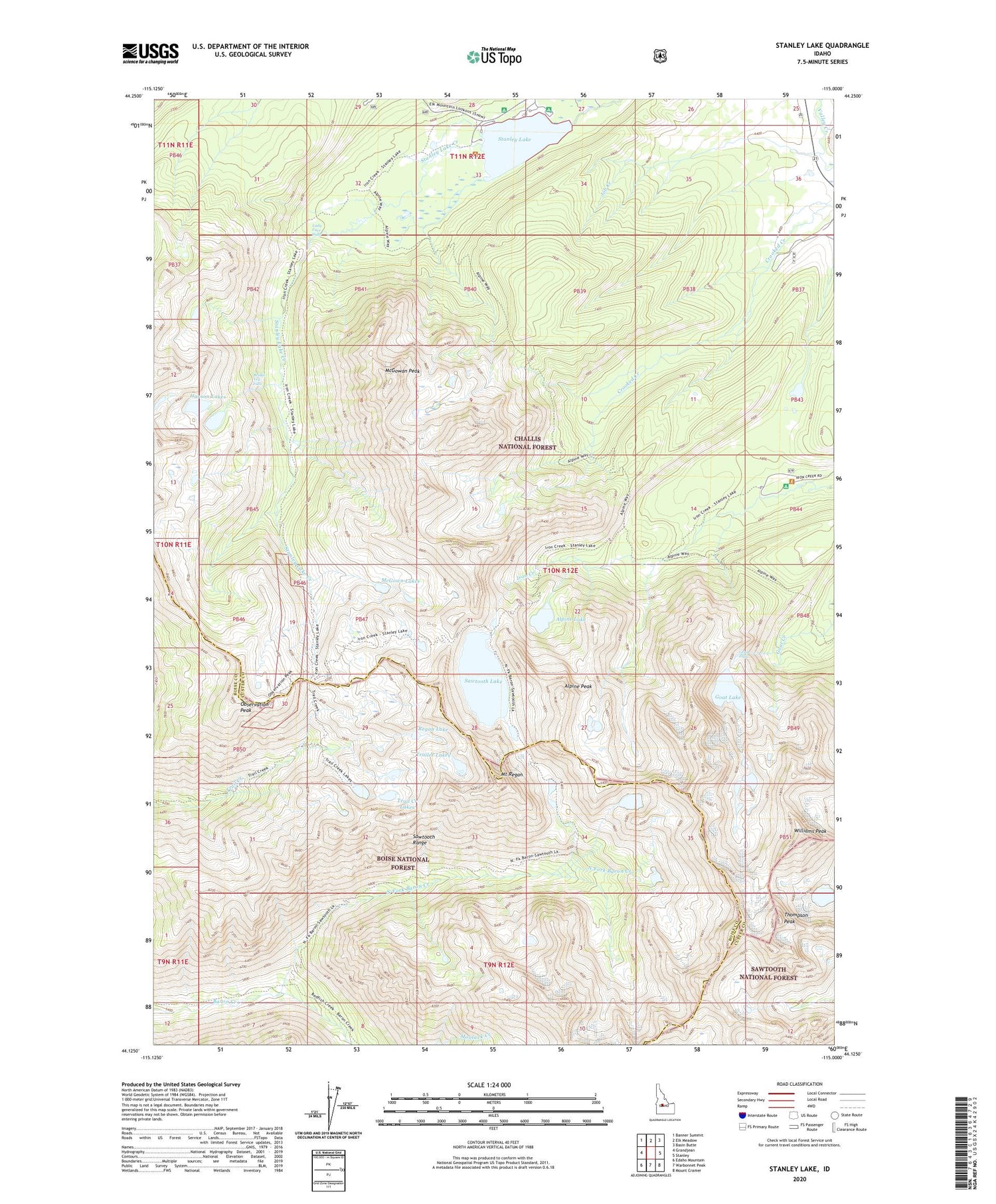 Stanley Lake Idaho US Topo Map Image