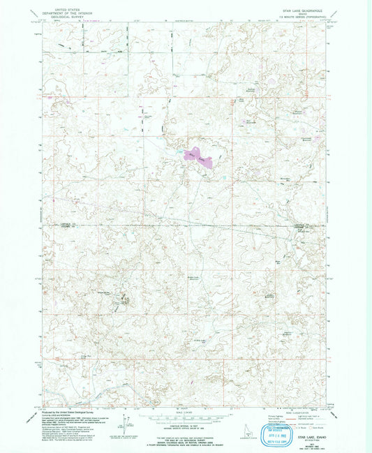 Classic USGS Star Lake Idaho 7.5'x7.5' Topo Map Image