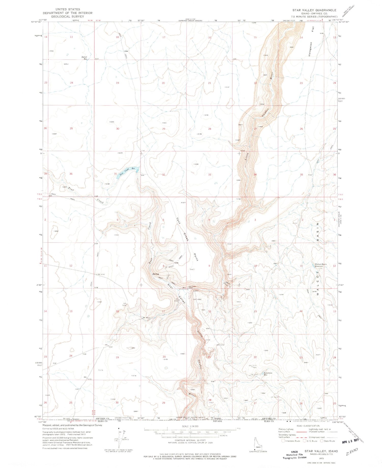 Classic USGS Star Valley Idaho 7.5'x7.5' Topo Map Image