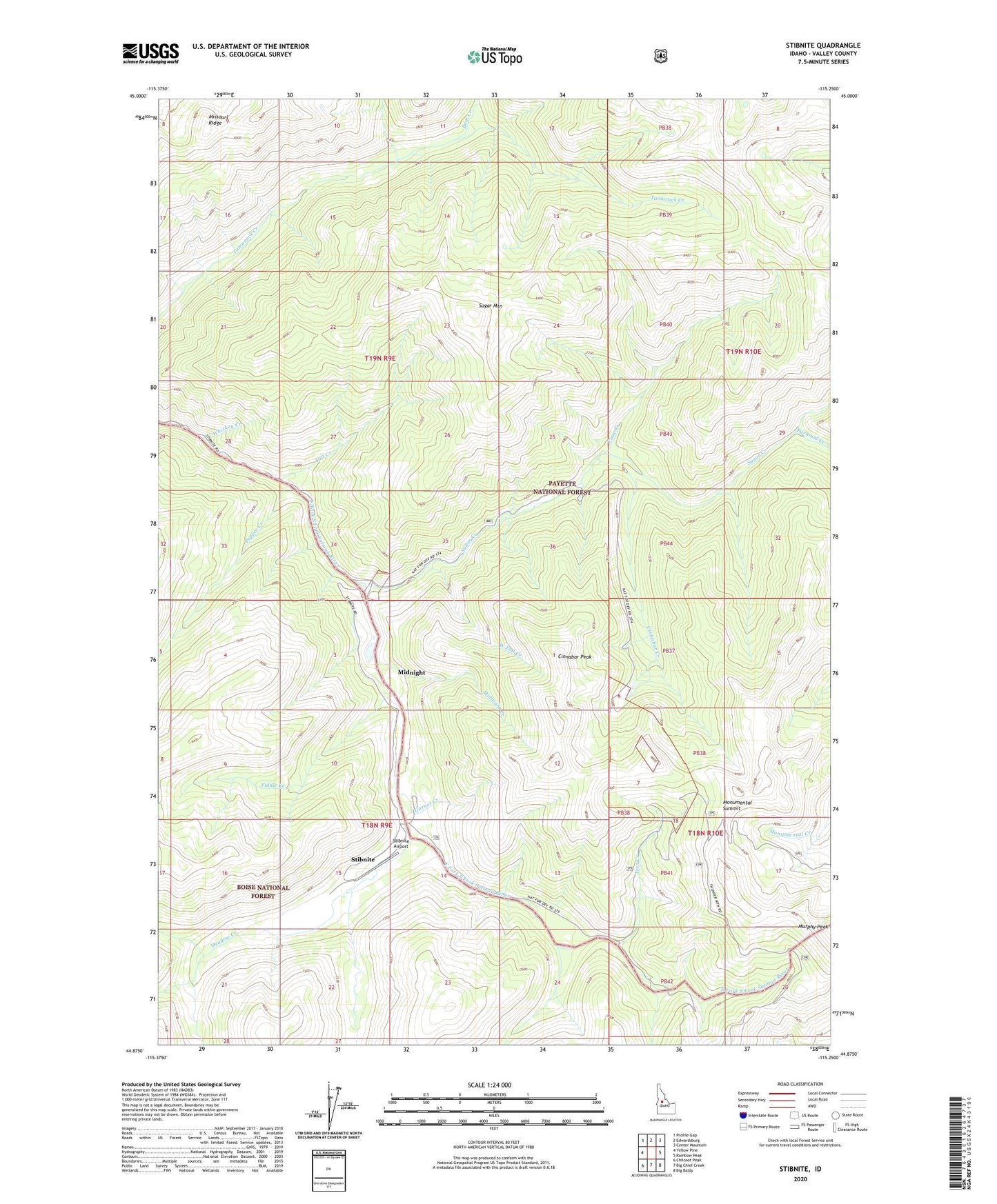 Stibnite Idaho US Topo Map Image