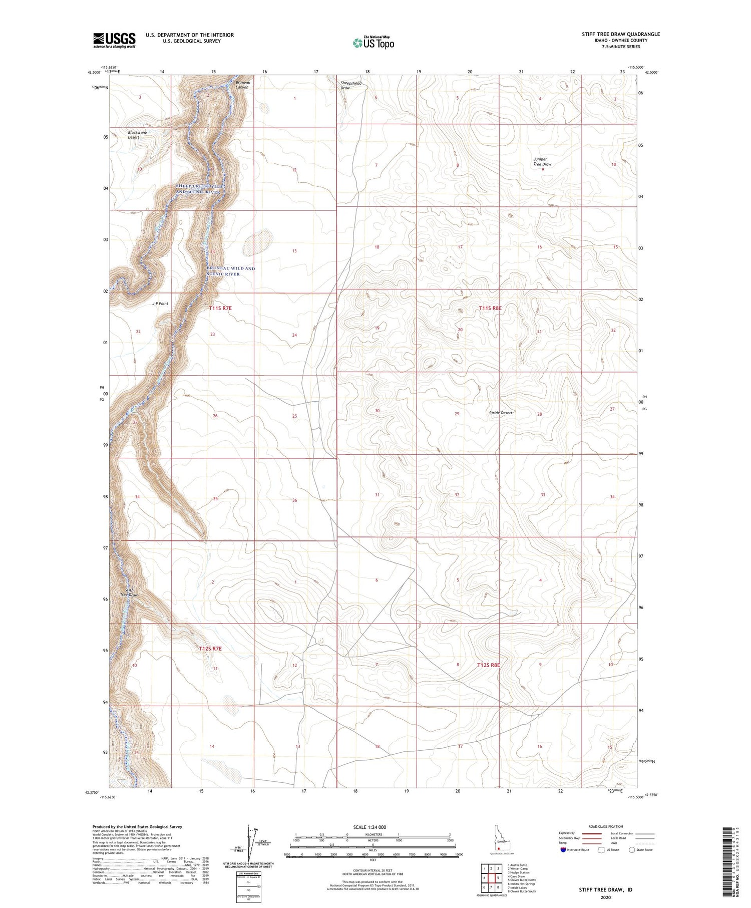 Stiff Tree Draw Idaho US Topo Map Image