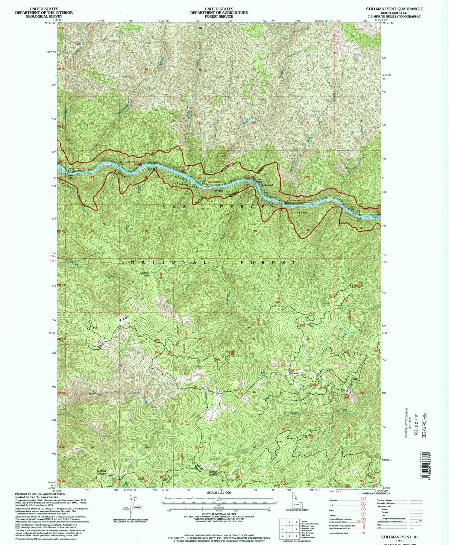 Classic USGS Stillman Point Idaho 7.5'x7.5' Topo Map Image