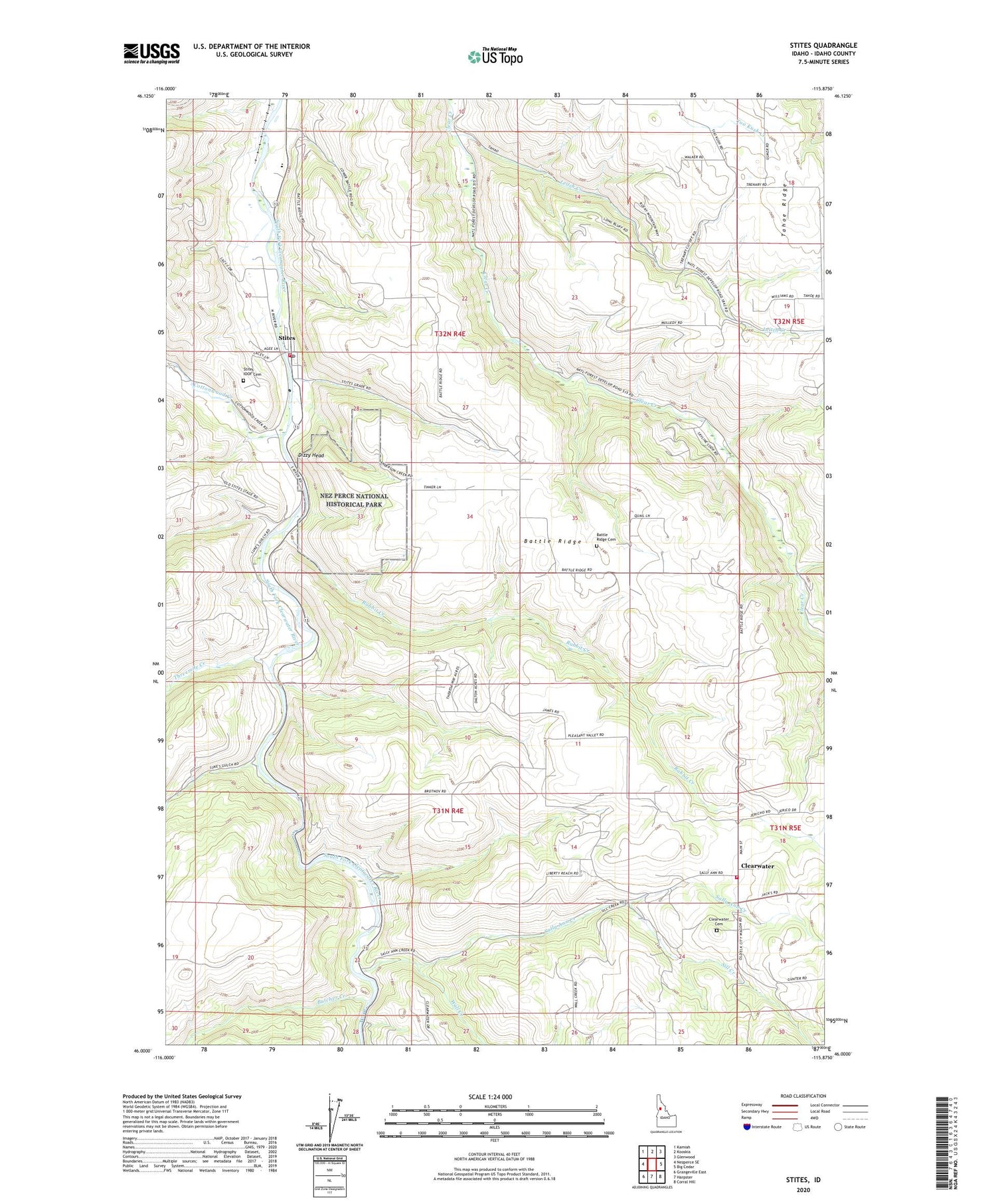 Stites Idaho US Topo Map Image