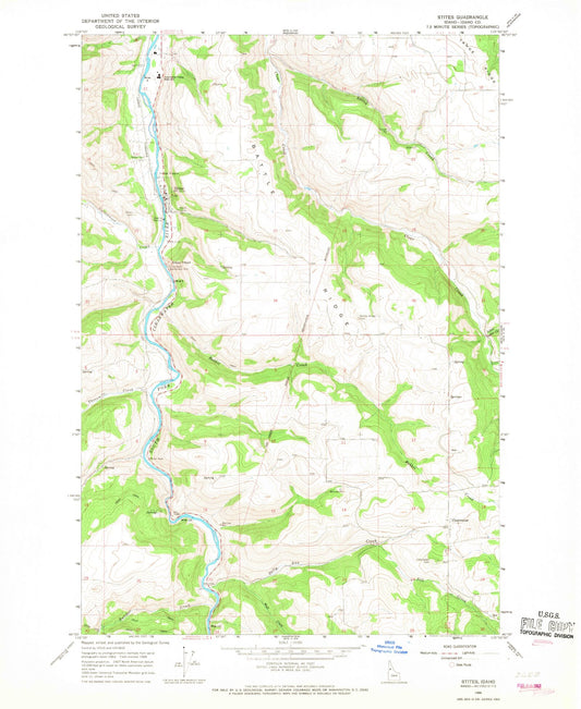 Classic USGS Stites Idaho 7.5'x7.5' Topo Map Image