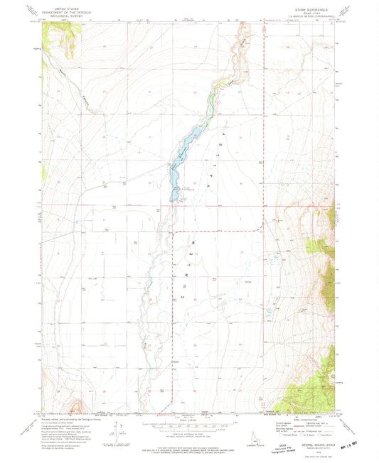 Classic USGS Stone Idaho 7.5'x7.5' Topo Map Image