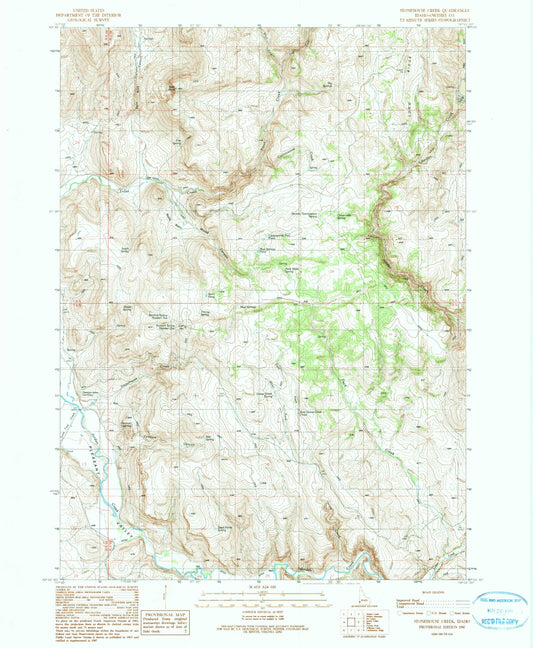 Classic USGS Stonehouse Creek Idaho 7.5'x7.5' Topo Map Image